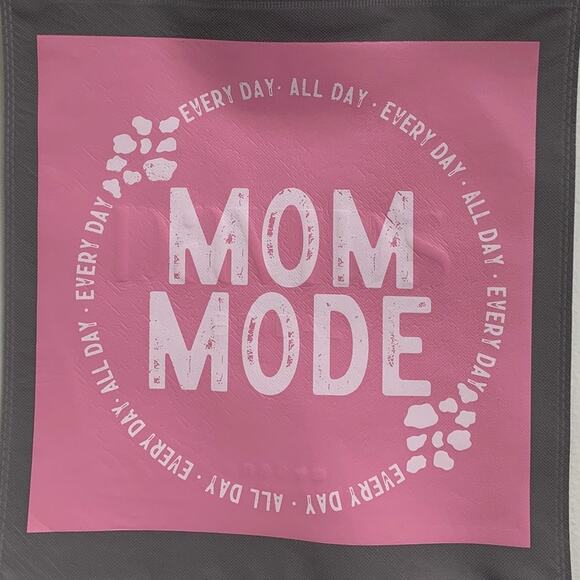 New Upcycled Hand Printed Mom Mode Every Day All Day Shopper Tote Bag - Picture 2 of 4